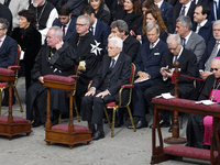 Italy's President Sergio Mattarella attends the Holy Mass and canonization of 14 saints and martyrs from Damascus at Saint Peter's Square in...