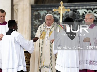 Pope Francis presides over the Holy Mass and canonization of 14 saints and martyrs from Damascus at Saint Peter's Square in the Vatican on O...