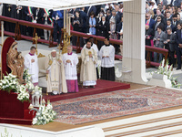 Pope Francis presides over the Holy Mass and the canonization of 14 saints and martyrs from Damascus at Saint Peter's Square in the Vatican...