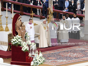 Pope Francis presides over the Holy Mass and canonization of 14 saints and martyrs from Damascus at Saint Peter's Square in the Vatican on O...