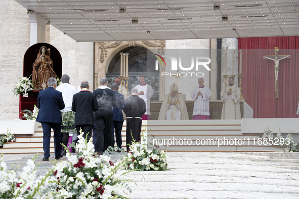 Pope Francis presides over the Holy Mass and canonization of 14 saints and martyrs from Damascus at Saint Peter's Square in the Vatican on O...