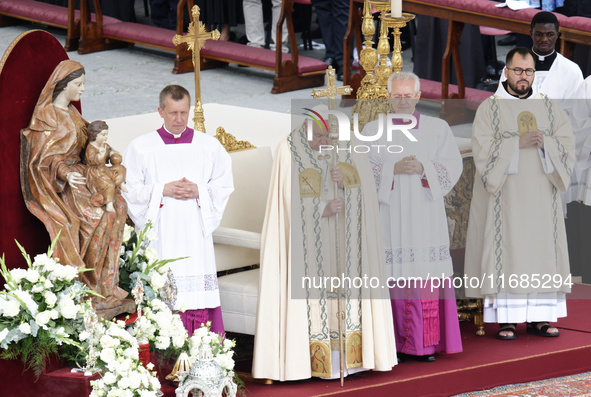 Pope Francis presides over the Holy Mass and canonization of 14 saints and martyrs from Damascus at Saint Peter's Square in the Vatican on O...