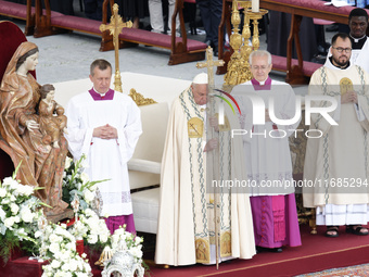 Pope Francis presides over the Holy Mass and canonization of 14 saints and martyrs from Damascus at Saint Peter's Square in the Vatican on O...