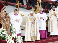 Pope Francis presides over the Holy Mass and canonization of 14 saints and martyrs from Damascus at Saint Peter's Square in the Vatican on O...