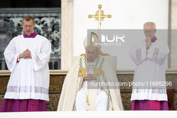 Pope Francis presides over the Holy Mass and canonization of 14 saints and martyrs from Damascus at Saint Peter's Square in the Vatican on O...