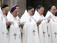 Bishops and Cardinals attend the Holy Mass and canonization of 14 saints and martyrs from Damascus, at Saint Peter's Square in the Vatican,...