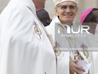 Bishops and Cardinals attend the Holy Mass and canonization of 14 saints and martyrs from Damascus, at Saint Peter's Square in the Vatican,...