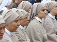 Nuns attend the Holy Mass and canonization of 14 saints and martyrs from Damascus, at Saint Peter's Square in the Vatican, on October 20, 20...