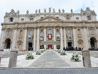 A general view of Saint Peter's Basilica before Pope Francis holds a Holy Mass and canonizes 14 saints and martyrs from Damascus at Saint Pe...