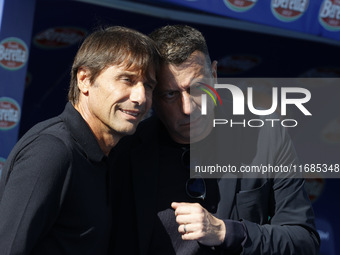 Antonio Conte coaches Napoli and Roberto D'Aversa during the Serie A soccer match between Empoli FC and SSC Napoli at Stadio Carlo Castellan...