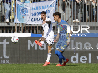 Matteo Politano of Napoli and Sebastiano Esposito of Empoli participate in the Serie A soccer match between Empoli FC and SSC Napoli at Stad...