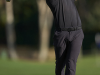 Rasmus Hojgaard of Denmark tees off on the 2nd hole on the fourth day of the Estrella Damm N.A. Andalucia Masters 2024 at Real Club de Golf...