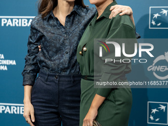 Barbara Ronchi and Serena Rossi attend the ''Il Treno Dei Bambini'' photocall during the 19th Rome Film Festival at Auditorium Parco Della M...