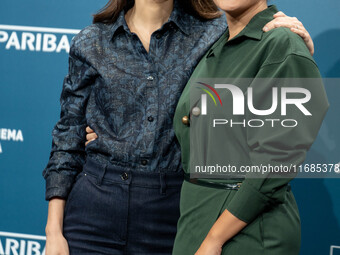 Barbara Ronchi and Serena Rossi attend the ''Il Treno Dei Bambini'' photocall during the 19th Rome Film Festival at Auditorium Parco Della M...