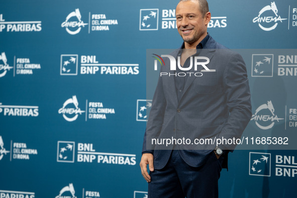 Stefano Accorsi attends the ''Il Treno Dei Bambini'' photocall during the 19th Rome Film Festival at Auditorium Parco Della Musica in Rome,...