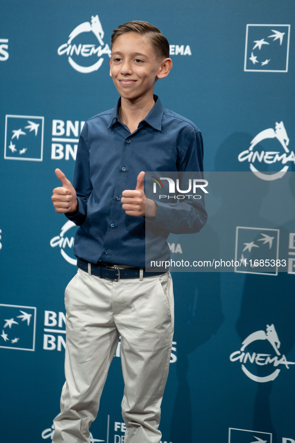 Christian Cervone attends the ''Il Treno Dei Bambini'' photocall during the 19th Rome Film Festival at Auditorium Parco Della Musica in Rome...