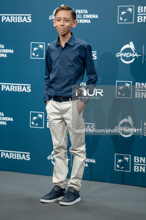 Christian Cervone attends the ''Il Treno Dei Bambini'' photocall during the 19th Rome Film Festival at Auditorium Parco Della Musica in Rome...