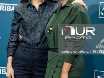 Barbara Ronchi and Serena Rossi attend the ''Il Treno Dei Bambini'' photocall during the 19th Rome Film Festival at Auditorium Parco Della M...