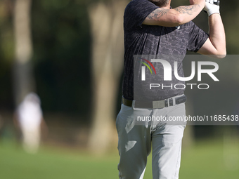 Andy Sullivan of England tees off on the 2nd hole on the fourth day of the Estrella Damm N.A. Andalucia Masters 2024 at Real Club de Golf So...