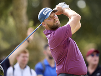 Daniel Brown of England tees off on the 5th hole on the fourth day of the Estrella Damm N.A. Andalucia Masters 2024 at Real Club de Golf Sot...