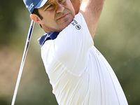 Jorge Campillo of Spain tees off on the 5th hole on the fourth day of the Estrella Damm N.A. Andalucia Masters 2024 at Real Club de Golf Sot...