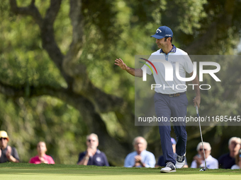 Jorge Campillo of Spain reacts on the 4th green on the fourth day of the Estrella Damm N.A. Andalucia Masters 2024 at Real Club de Golf Soto...