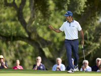 Jorge Campillo of Spain reacts on the 4th green on the fourth day of the Estrella Damm N.A. Andalucia Masters 2024 at Real Club de Golf Soto...