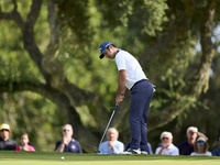 Jorge Campillo of Spain plays a shot on the 4th green on the fourth day of the Estrella Damm N.A. Andalucia Masters 2024 at Real Club de Gol...