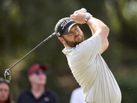 Jordan Smith of England tees off on the 5th hole on the fourth day of the Estrella Damm N.A. Andalucia Masters 2024 at Real Club de Golf Sot...