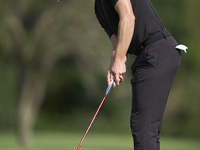 Rasmus Hojgaard of Denmark plays a shot on the 8th green on the fourth day of the Estrella Damm N.A. Andalucia Masters 2024 at Real Club de...