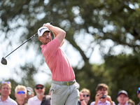 Jacques Kruyswijk of South Africa tees off on the 9th hole on the fourth day of the Estrella Damm N.A. Andalucia Masters 2024 at Real Club d...