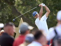 Jorge Campillo of Spain tees off on the 9th hole on the fourth day of the Estrella Damm N.A. Andalucia Masters 2024 at Real Club de Golf Sot...