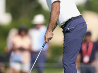 In San Roque, Spain, on October 12, 2024, Jorge Campillo of Spain plays a shot on the 8th green on the fourth day of the Estrella Damm N.A....