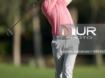 Jacques Kruyswijk of South Africa tees off on the 2nd hole on the fourth day of the Estrella Damm N.A. Andalucia Masters 2024 at Real Club d...