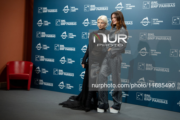 Julia Fox and Bella Thorne attend ''The Trainer'' photocall during the 19th Rome Film Festival at Auditorium Parco Della Musica in Rome, Ita...