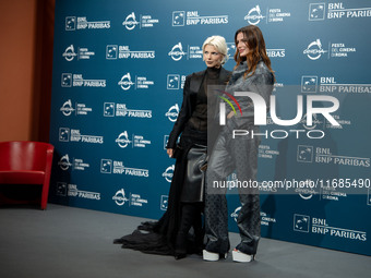 Julia Fox and Bella Thorne attend ''The Trainer'' photocall during the 19th Rome Film Festival at Auditorium Parco Della Musica in Rome, Ita...