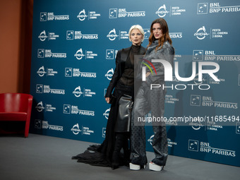 Julia Fox and Bella Thorne attend ''The Trainer'' photocall during the 19th Rome Film Festival at Auditorium Parco Della Musica in Rome, Ita...