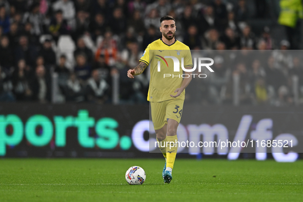 Mario Gila of SS Lazio is in action during the Juventus FC vs. SS Lazio match, the 8th round of the Italian Lega Serie A Enilive 24/25, at A...