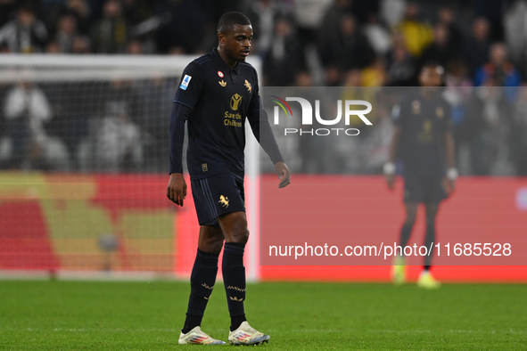 Pierre Kalulu of Juventus FC looks on during the match between Juventus FC and SS Lazio, the 8th round of Italian Lega Serie A Enilive 24/25...