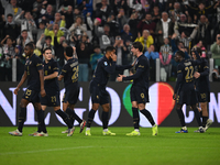 Dusan Vlahovic of Juventus FC celebrates after scoring his team's first goal during the Juventus FC vs. SS Lazio match, the 8th round of the...