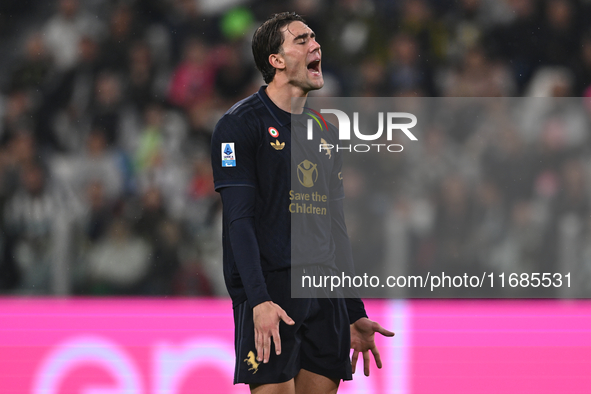 Dusan Vlahovic of Juventus FC looks on during the Juventus FC - SS Lazio match, 8th turn of Italian Lega Serie A Enilive 24/25, in Allianz S...