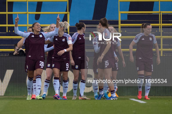 Teams shake hands during the Barclays FA Women's Super League match between Manchester City and Aston Villa at the Joie Stadium in Mancheste...