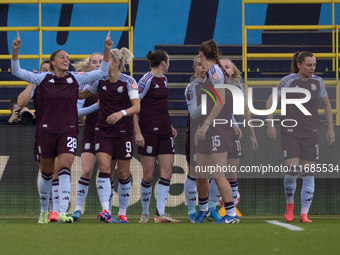 Teams shake hands during the Barclays FA Women's Super League match between Manchester City and Aston Villa at the Joie Stadium in Mancheste...