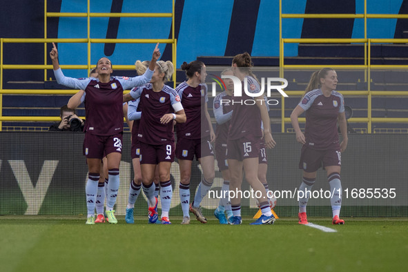 Teams shake hands during the Barclays FA Women's Super League match between Manchester City and Aston Villa at the Joie Stadium in Mancheste...