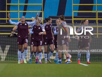 Teams shake hands during the Barclays FA Women's Super League match between Manchester City and Aston Villa at the Joie Stadium in Mancheste...