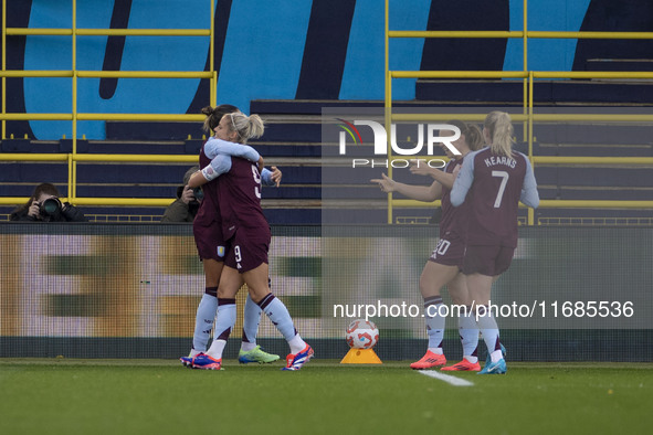 Teams shake hands during the Barclays FA Women's Super League match between Manchester City and Aston Villa at the Joie Stadium in Mancheste...