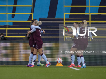 Teams shake hands during the Barclays FA Women's Super League match between Manchester City and Aston Villa at the Joie Stadium in Mancheste...