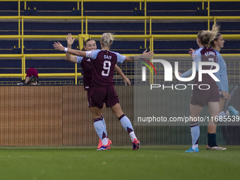 Teams shake hands during the Barclays FA Women's Super League match between Manchester City and Aston Villa at the Joie Stadium in Mancheste...