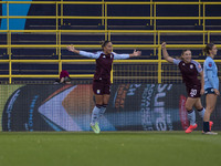 Teams shake hands during the Barclays FA Women's Super League match between Manchester City and Aston Villa at the Joie Stadium in Mancheste...