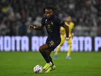 Khephren Thuram of Juventus FC is in action during the match between Juventus FC and SS Lazio, the 8th round of the Italian Lega Serie A Eni...